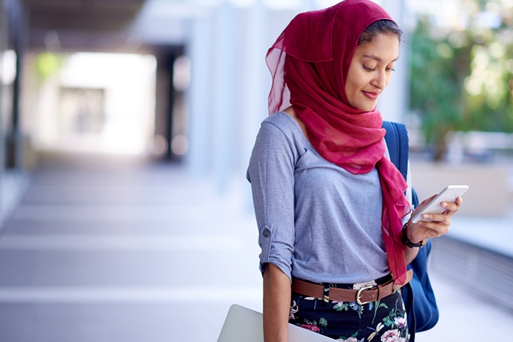 Woman checking her phone