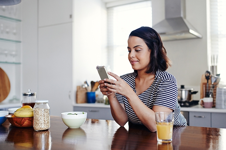 woman viewing communication on mobile