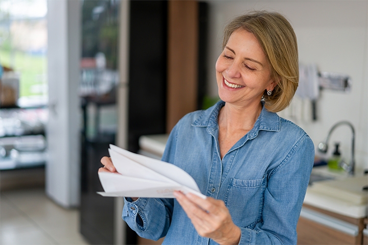 woman reading mail