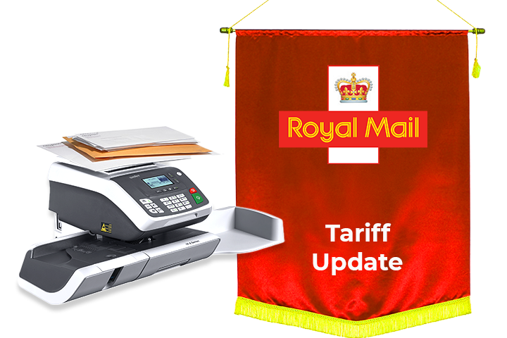 image showing a franking machine and Royal Mail logo