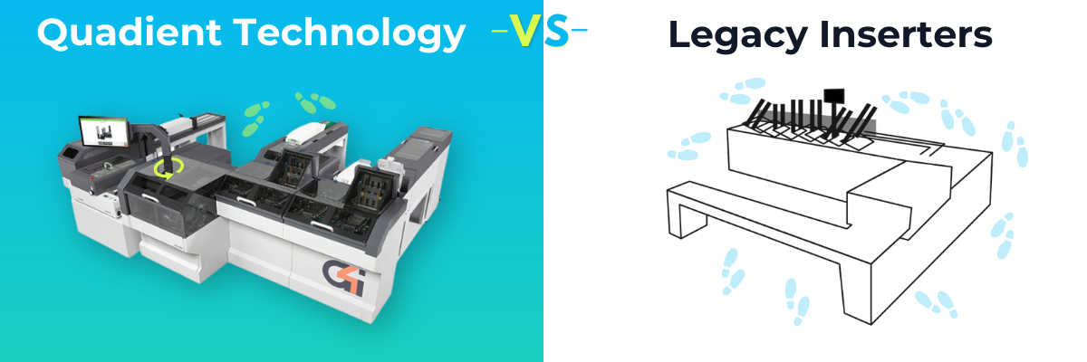 Production mail infographic Quadient vs. legacy technology