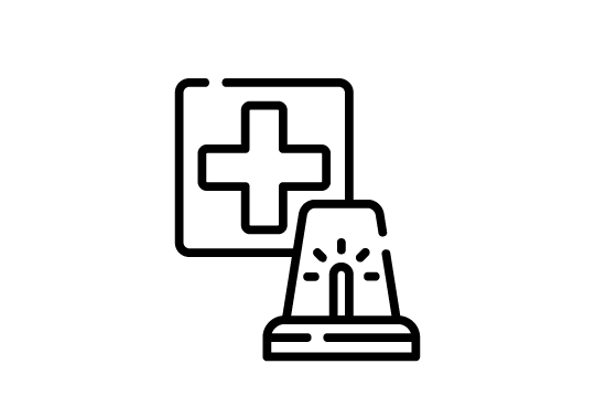 Icon showing healthcare cross and emergency service light