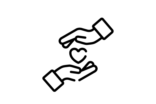 Icon showing two hands holding a heart