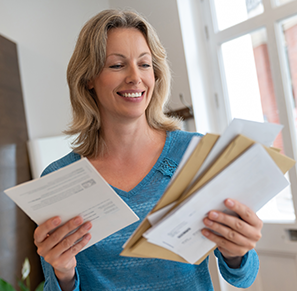 woman with envelopes mail