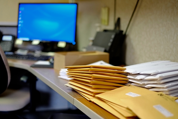letters on a desk