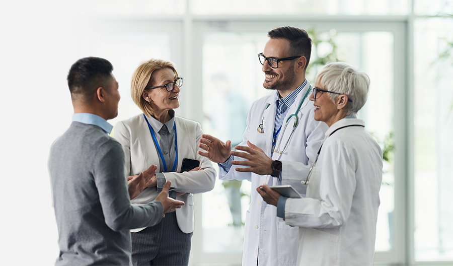medical workers talking